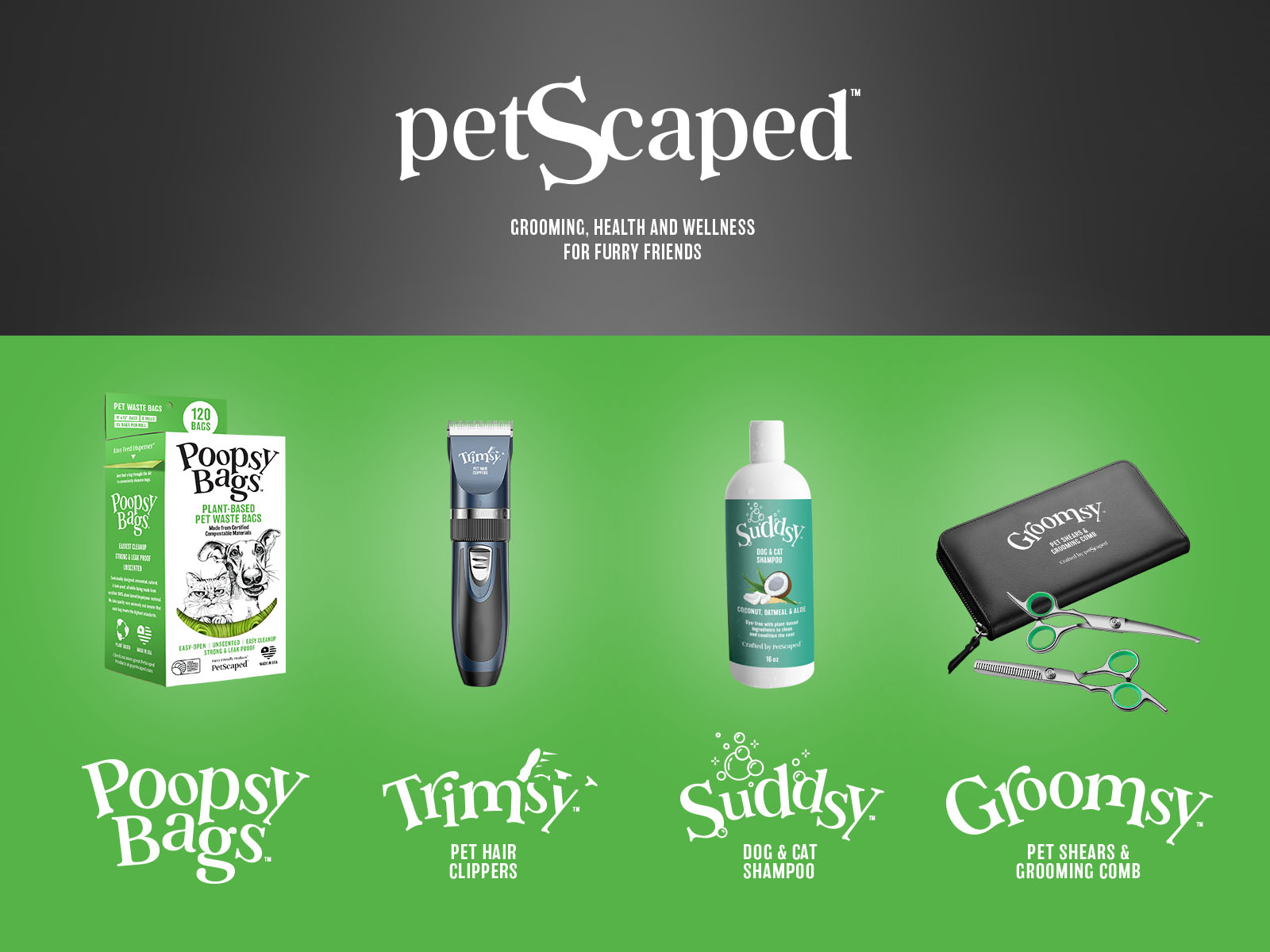 PetScaped logos and packaging