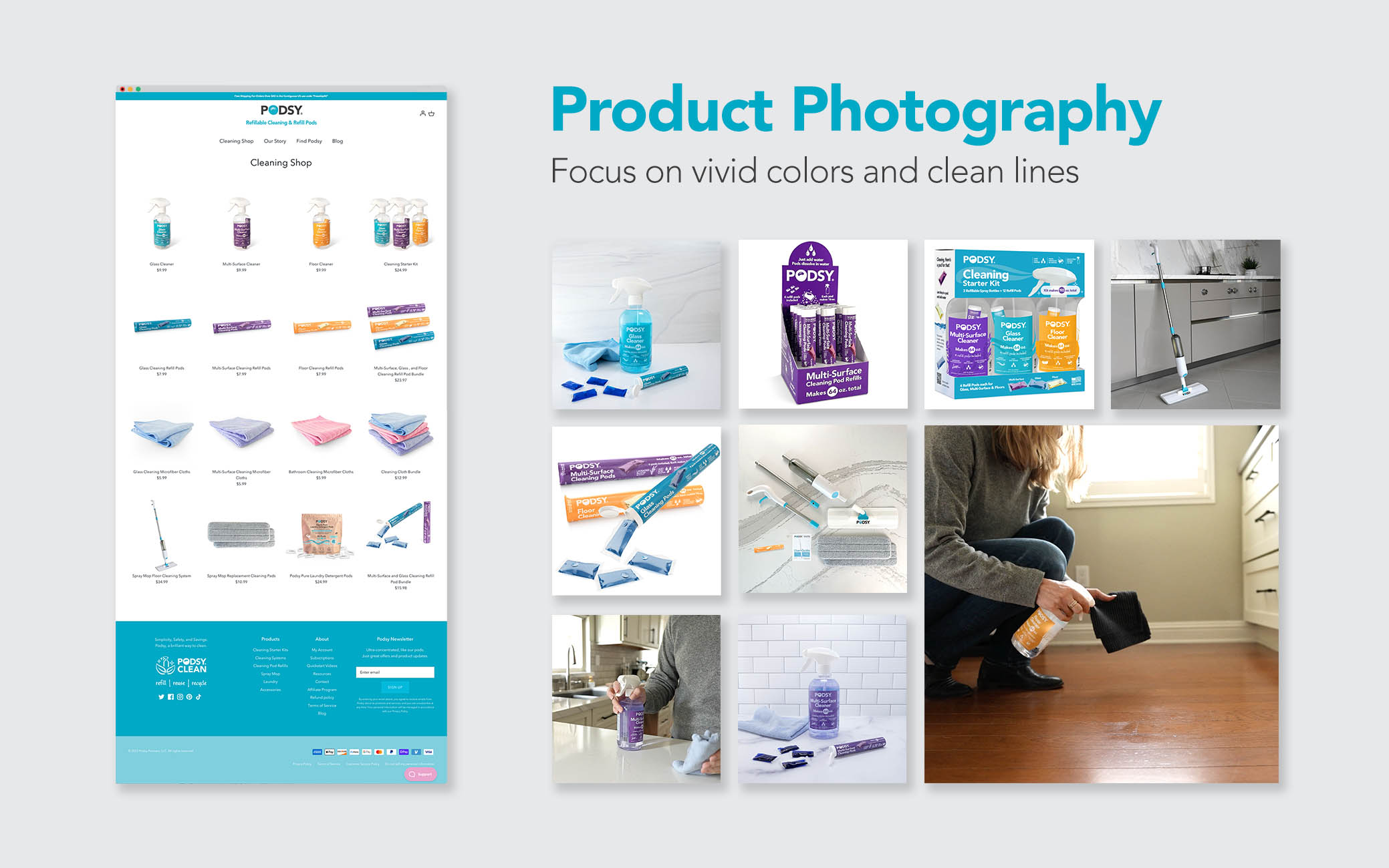 Product Photography - Focus on vivid colors and clean lines
